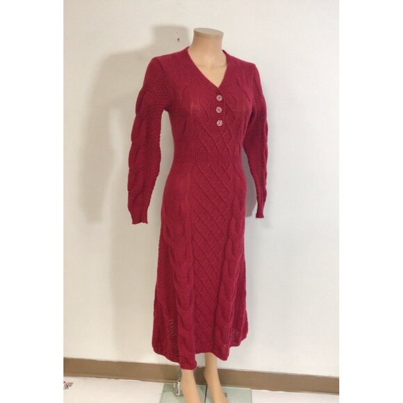 Red Knit Sweater Dress Womens Small - Picture 3 of 9